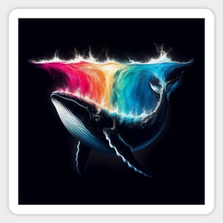 Monochromatic Whale Rainbow Color Splash Sticker